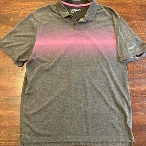 Nike Men's Polo Shirt in Gray and Pink Gradient